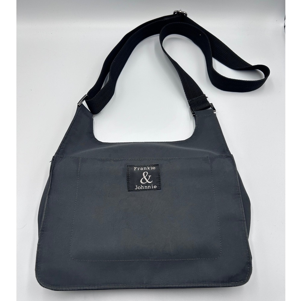 Frankie & Johnnie Black Nylon Crossbody Messenger Bag Adjustable Strap Small